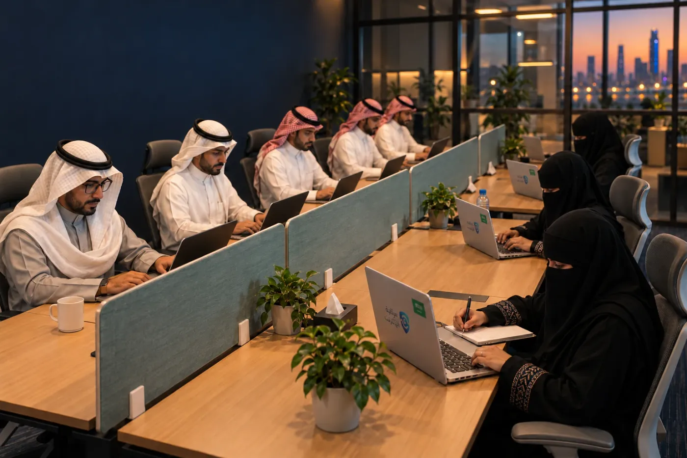 فريق مراقبة الإنترنت أثناء العمل داخل المكتب